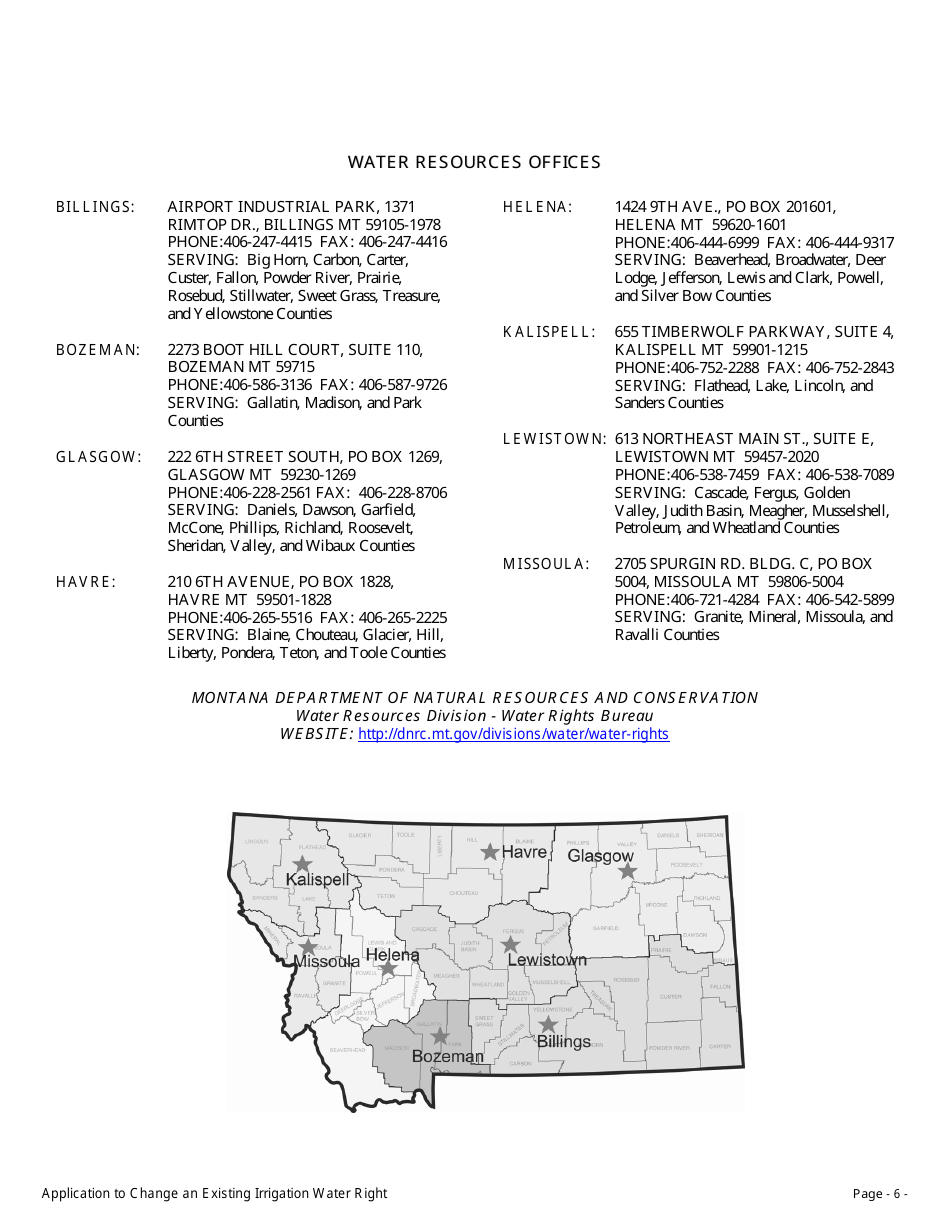 Form 606 IR Application to Change an Existing Irrigation Water Right - Montana, Page 6
