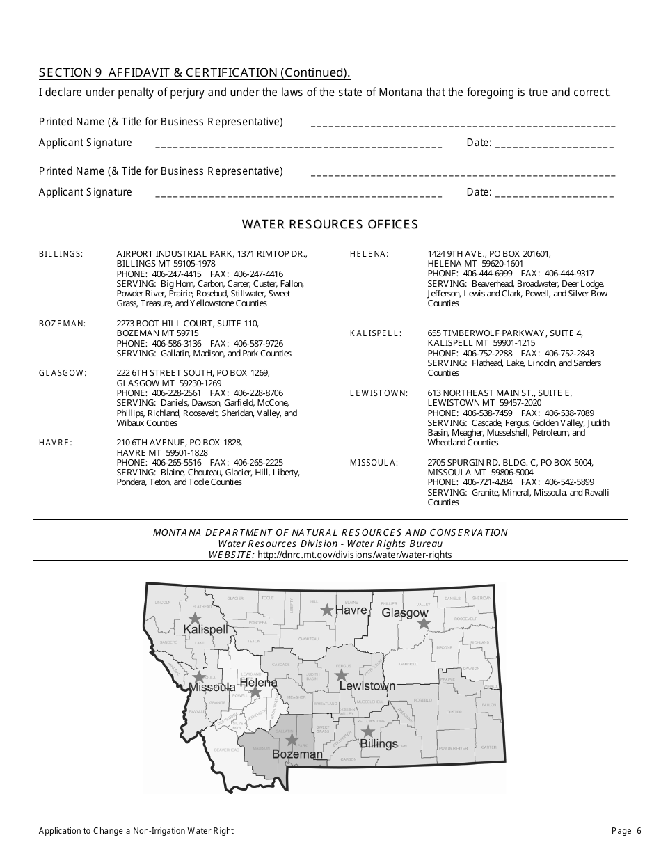 Form 606 NIR Application to Change an Existing Non-irrigation Water Right - Montana, Page 6
