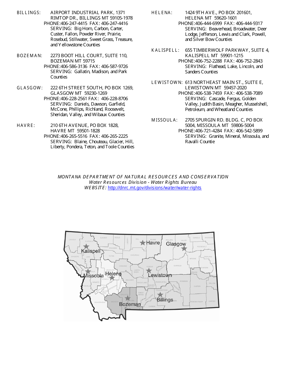 Form 644 Notice of Replacement Point of Diversion - Montana, Page 3