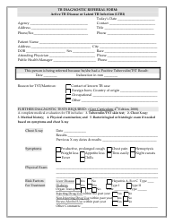 Tb Diagnostic Referral Form - Active Tb Disease or Latent Tb Infection (Ltbi) - Montana