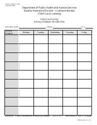 Document preview: Form DPHHS-QAD/CCL-045A Activity Schedule / Written Plan - Child Care Facility - Montana