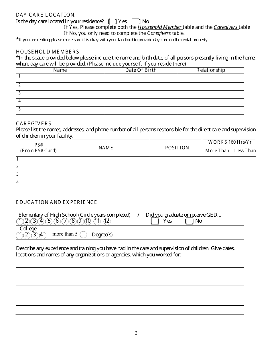 Form DPHHS-QAD-CCL Change of Name / Address / Ages for Registration / License Certificate Infant, Family, Group, and Center Day Care Facility - Montana, Page 2