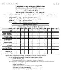 Form DPHHS-QAD/CCL &quot;Emergency / Disaster Drill Report - Child Care Facility&quot; - Montana