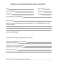 Document preview: Medication Error/Incident Report Form - Montana