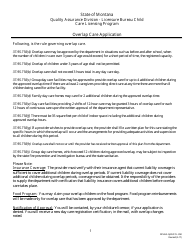 Form DPHHS-QAD/CCL-050 Overlap Care Application - Care Licensing Program - Montana