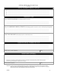 Special Needs Health Care Plan Form - Montana, Page 2
