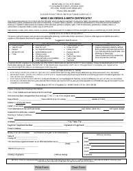 Document preview: Birth Certificate Application Form - Montana
