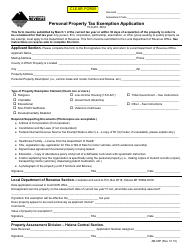 Form AB-30P Personal Property Tax Exemption Application - Montana