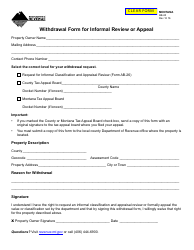 Document preview: Form AB-63 Withdrawal Form for Informal Review or Appeal - Montana
