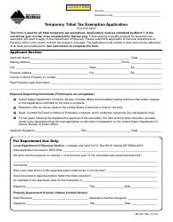Document preview: Form AB-30T Temporary Tribal Tax Exemption Application - Montana