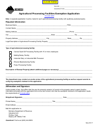 Document preview: Agricultural Processing Facilities Exemption Application Form - Montana