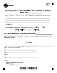 Form BSM Monthly Report of Beer Shipments Into the State of Montana - Montana