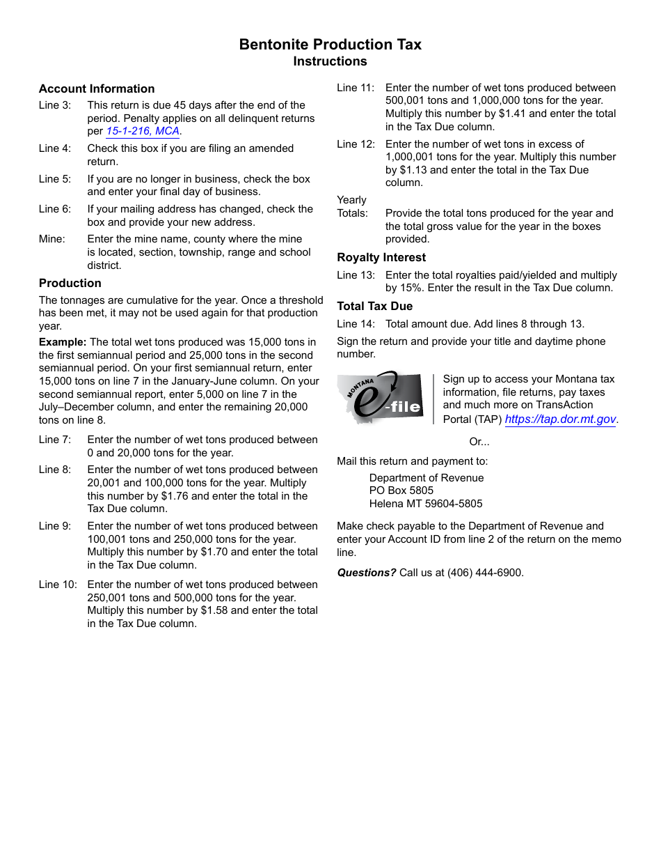 Form BEN Bentonite Production Tax - Montana, Page 3