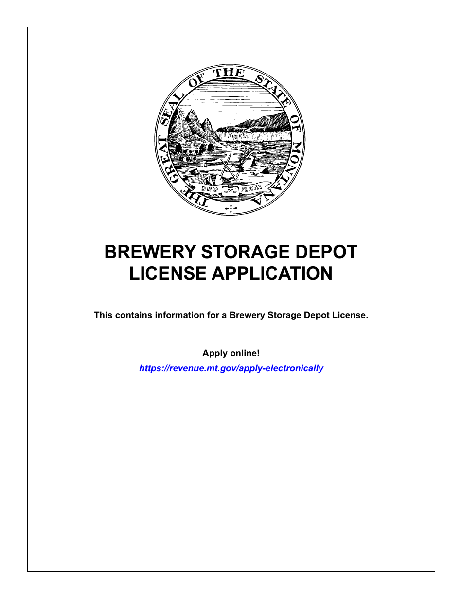 Form BS-DEPOT Brewery Storage Depot License - Montana, Page 1