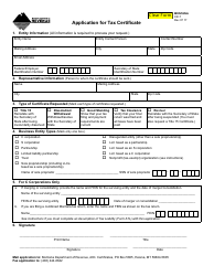 Form CR-T Application for Tax Certificate - Montana