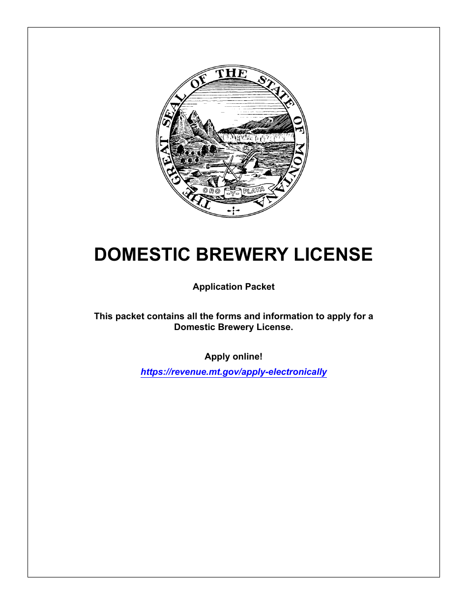 Form DBLA Domestic Brewery License - Montana, Page 1