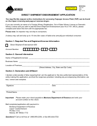 Form DSE Direct Shipment Endorsement Application - Montana