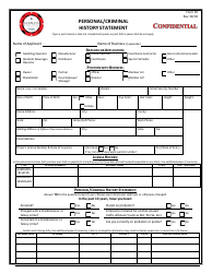Form 10 Personal/Criminal History Statement - Montana
