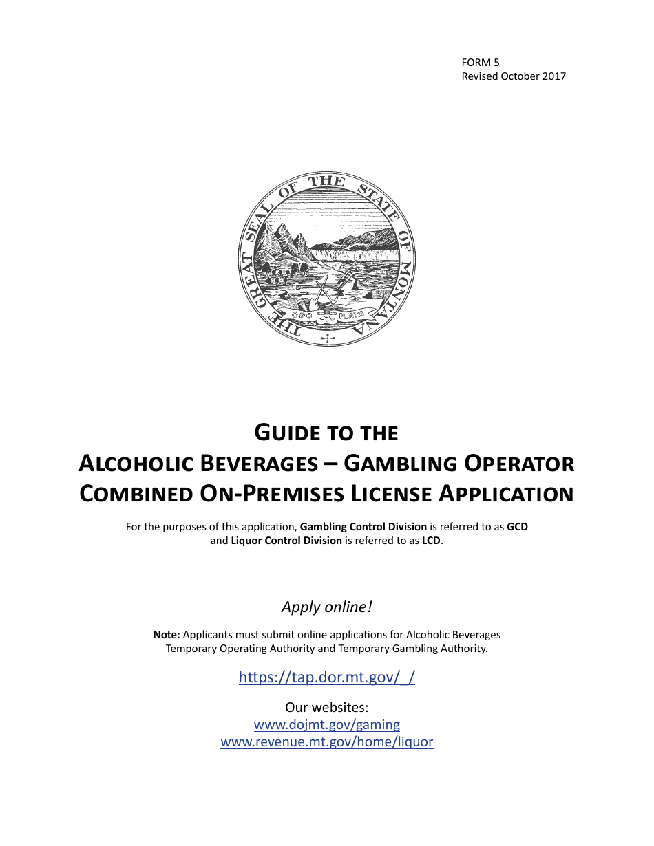 Form 5 Alcoholic Beverages - Gambling Operator Combined on-Premises License Application - Montana, Page 15