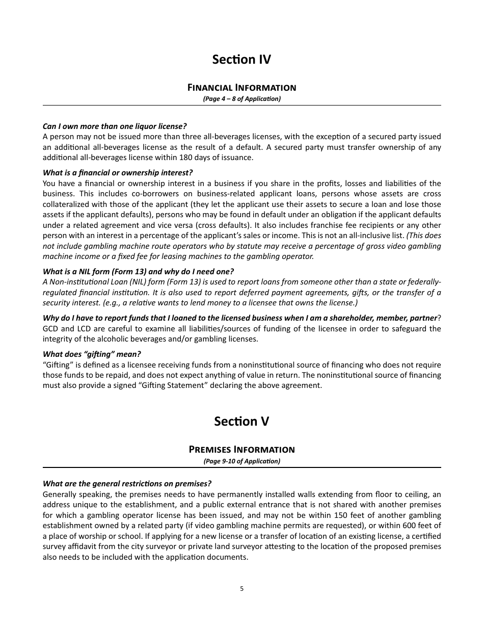 Form 5 Alcoholic Beverages - Gambling Operator Combined on-Premises License Application - Montana, Page 20