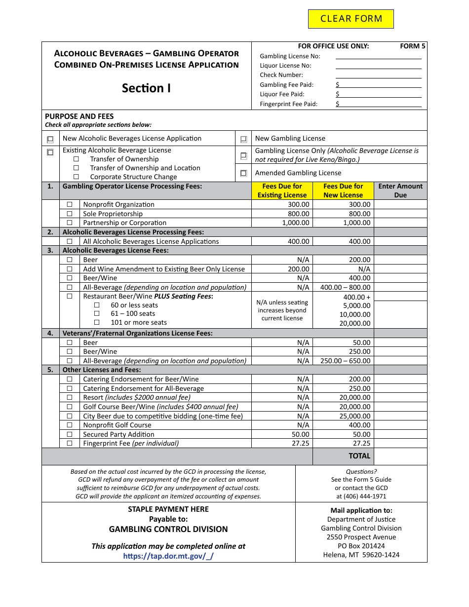 Form 5 Fill Out, Sign Online and Download Fillable PDF, Montana
