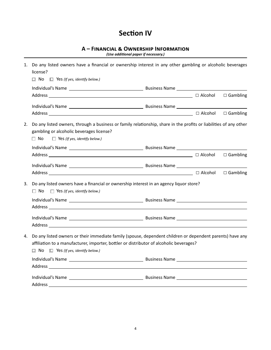 Form 5 Alcoholic Beverages - Gambling Operator Combined on-Premises License Application - Montana, Page 5