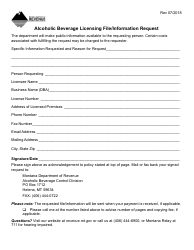 Document preview: Form LIQINFOREQ Alcoholic Beverage Licensing File/Information Request Form - Montana