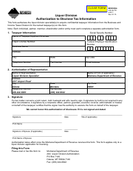 Form LIQ-AUTH Liquor Division Authorization to Disclose Tax Information - Montana