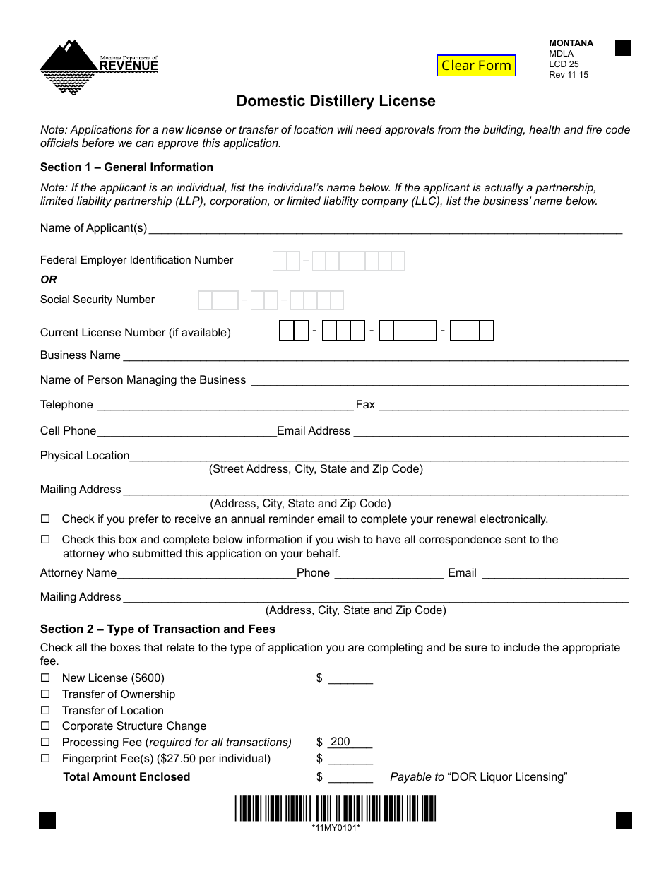 Form MDLA Domestic Distillery License - Montana, Page 7