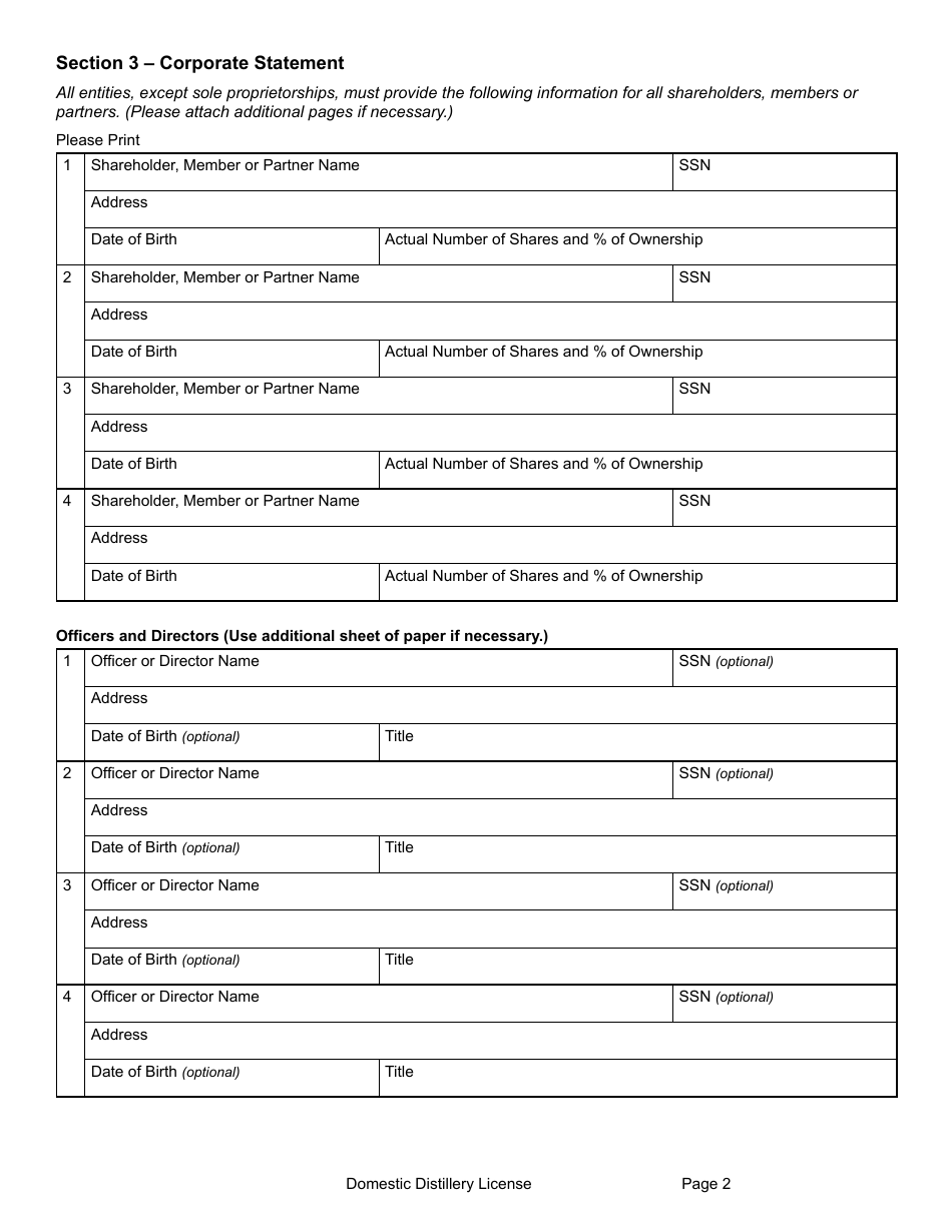 Form MDLA Domestic Distillery License - Montana, Page 8