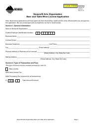 Form NON-BTW Nonprofit Arts Organization Beer and Table Wine License Application Form - Montana