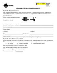Form PASCA Passenger Carrier License Application - Montana