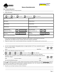 Form NEXUS Nexus Questionnaire - Montana