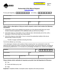 Form PWR Partnership E-File Waiver Request - Montana