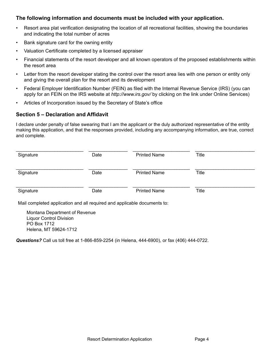 Form RESDET Resort Determination - Montana, Page 4