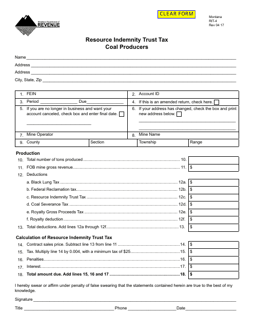 Form RIT-4  Printable Pdf