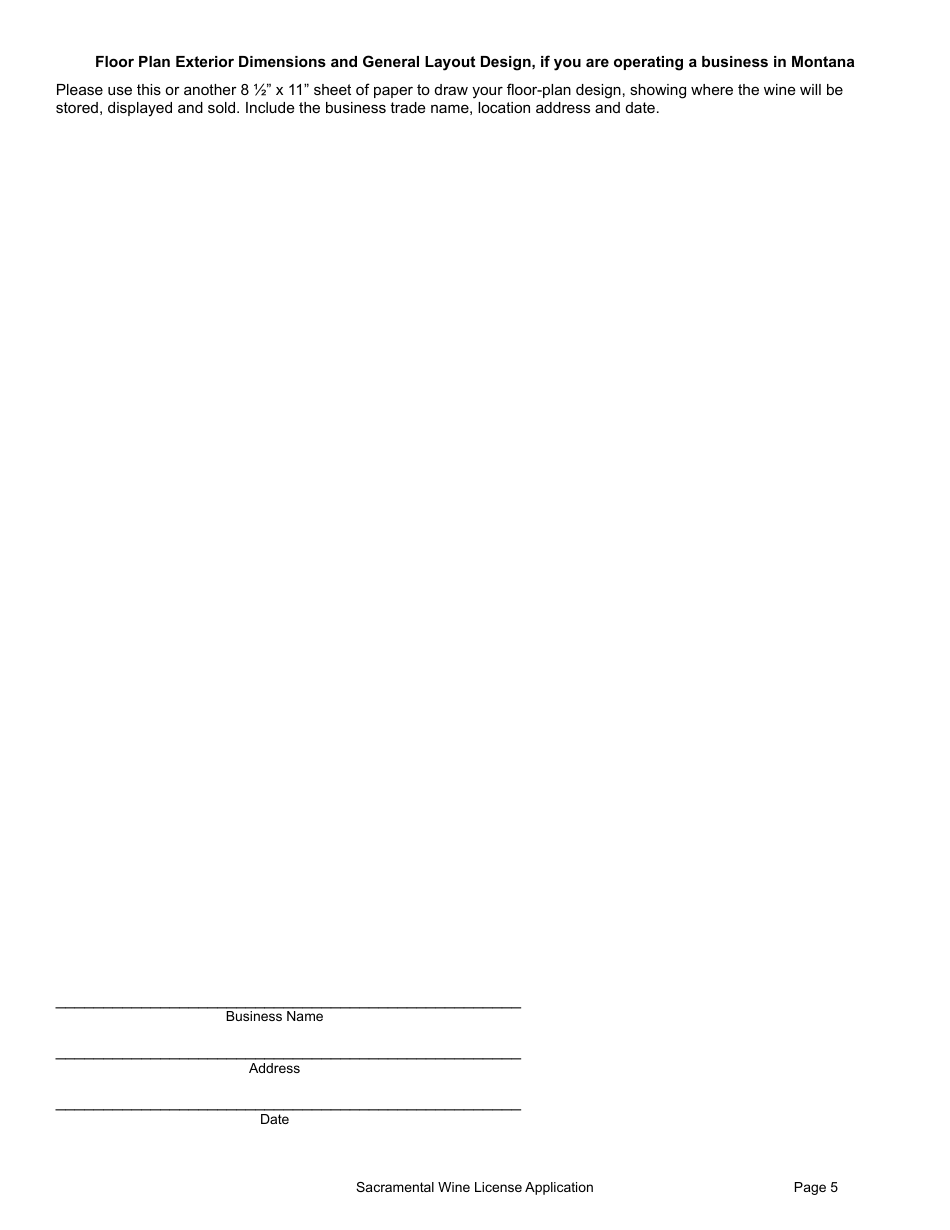 Form SACWINE Retail Sacramental Wine License Application - Montana, Page 5