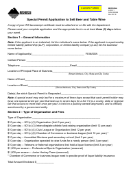 Document preview: Form SPECPERM Special Permit Application to Sell Beer and Table Wine - Montana