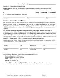Form SPECPERM Special Permit Application to Sell Beer and Table Wine - Montana, Page 2