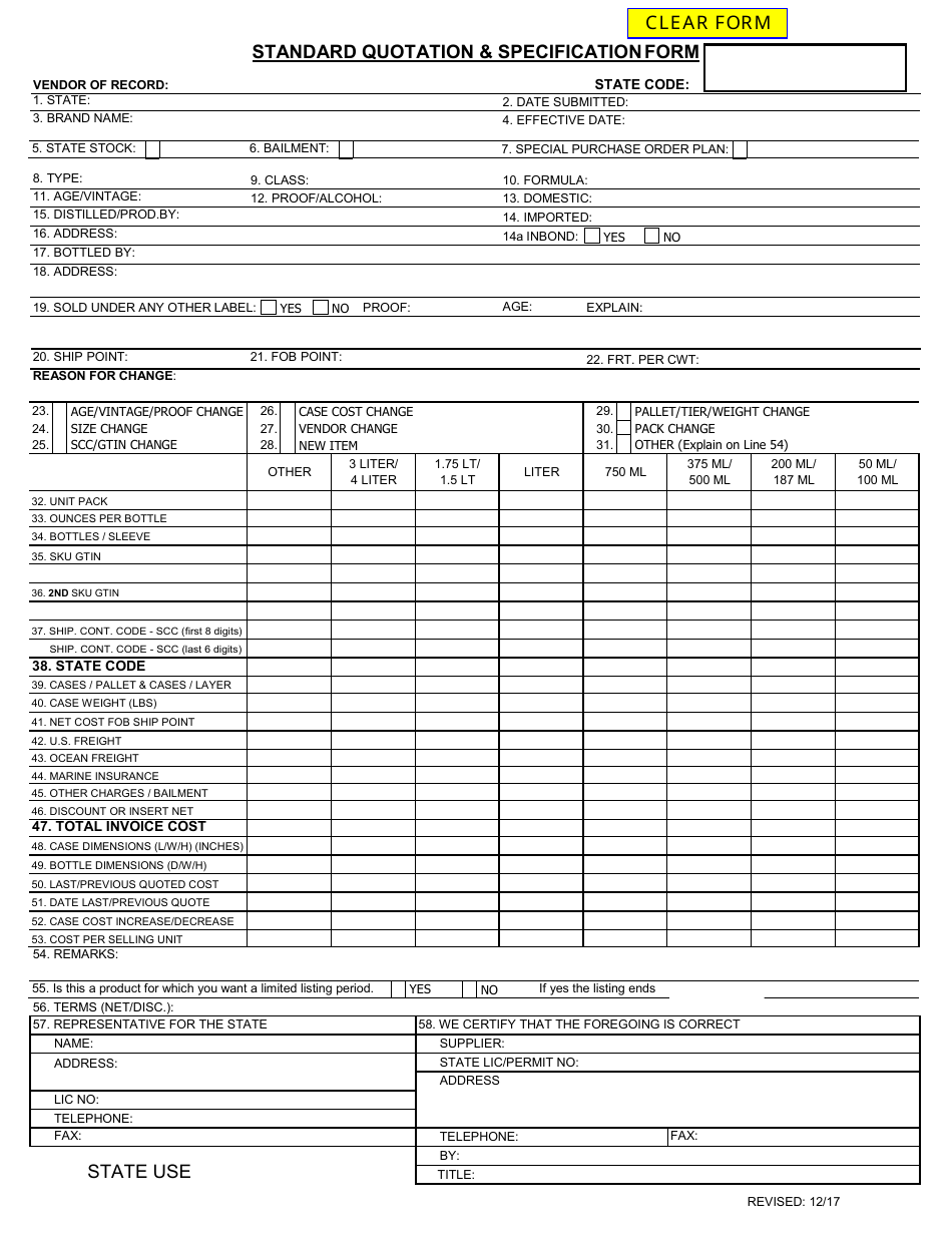 Montana Standard Quotation & Specification Form - Fill Out, Sign Online ...