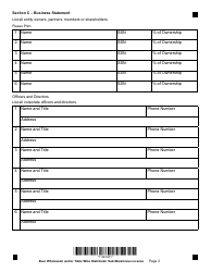 Form SUBAPP Beer Wholesaler and/or Table Wine Distributor Sub-warehouse License Form - Montana, Page 2