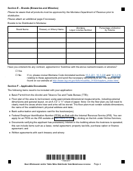 Form SUBAPP Beer Wholesaler and/or Table Wine Distributor Sub-warehouse License Form - Montana, Page 4