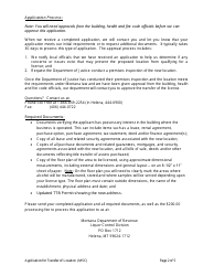 Form TRL/MSC Transfer of Location Application for Montana Domestic Brewery, Winery, Distillery, Storage Depot, Beer Wholesaler and/or Table Wine Distributor - Montana, Page 2