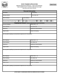 Document preview: State Trainer Application Form - Montana