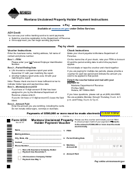 Document preview: Form UCH Montana Unclaimed Property Holder Payment Voucher - Montana