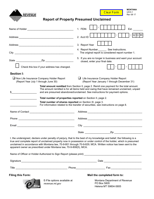 Form UCH-1  Printable Pdf