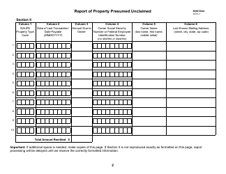 Form UCH-1 Report of Property Presumed Unclaimed - Montana, Page 2