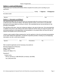 Form WINSPEC Montana Application for Special Permit to Sell Table Wine (Licensed Domestic Winery Only) - Montana, Page 2