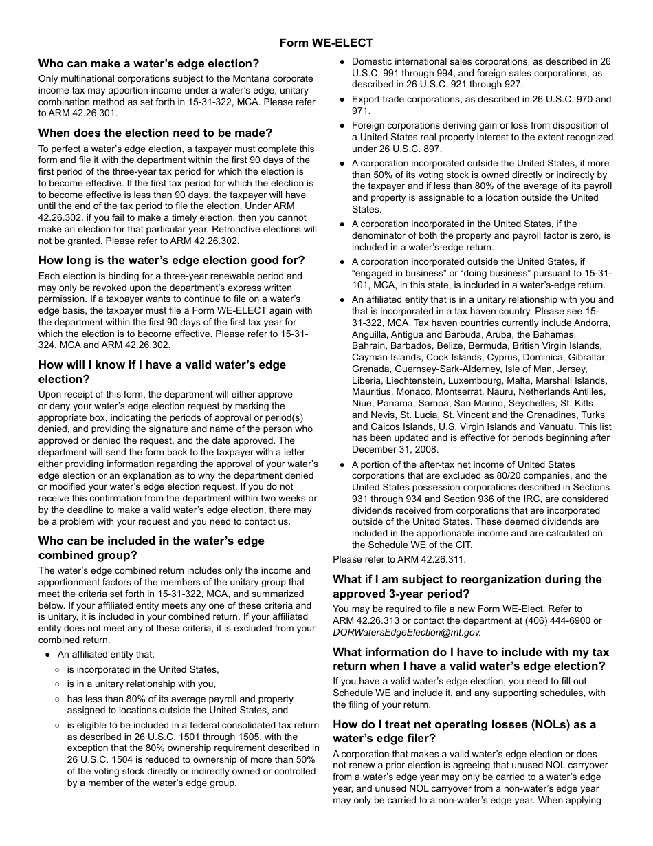 Form WE-ELECT Waters Edge Election - Montana, Page 3