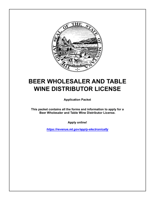Form WHOLAPP Beer Wholesaler and Table Wine Distributor License - Montana